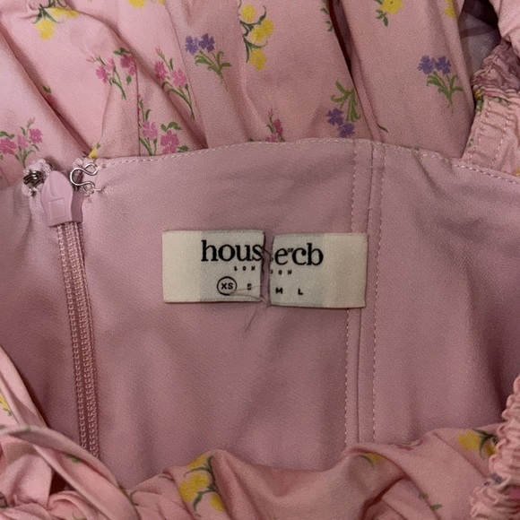 NWOT House of CB Pink Floral Tallulah Puff sleeves midi dress sz XS - Picture 7 of 10